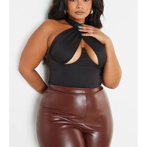 Black cross neck bodysuit